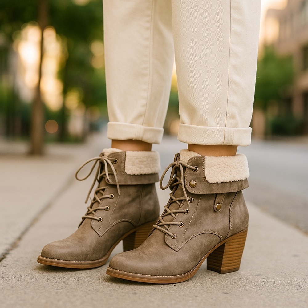 Just Fab Juhi Sweater Cuff Bootie in Brown Size 8 1/2
